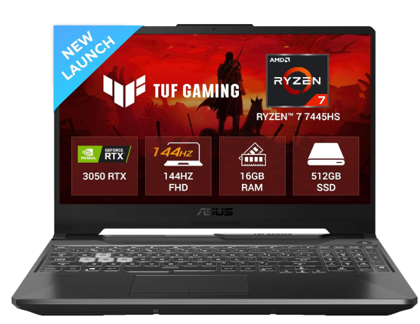 ASUS TUF A15 2025 gaming laptop with Ryzen 7 7445HS and RTX 3050