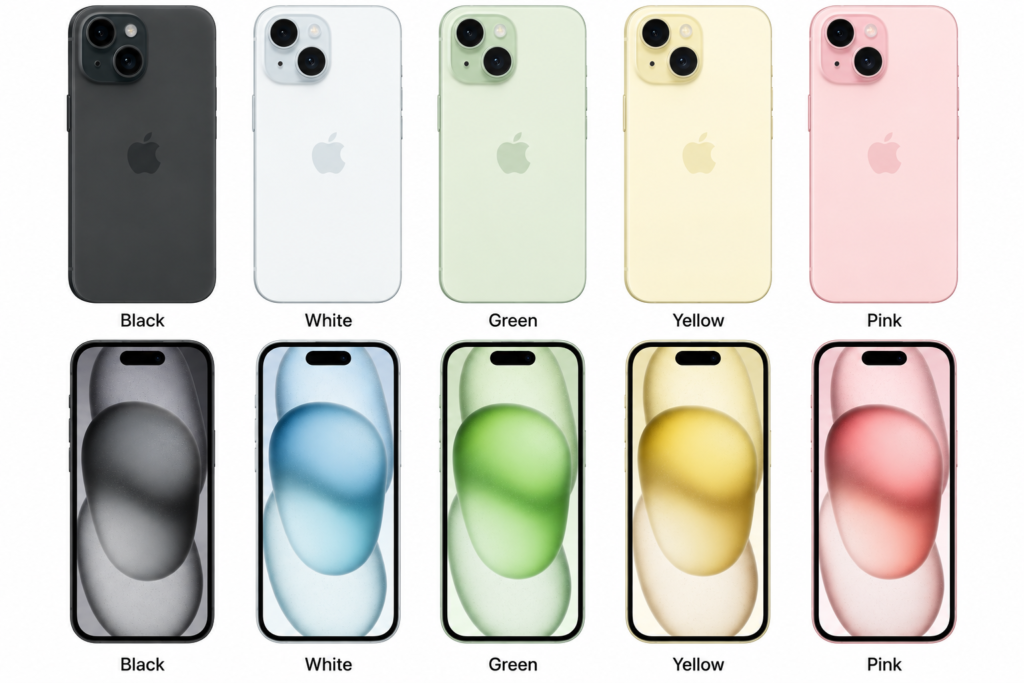 Apple iPhone 15 Black front and back view